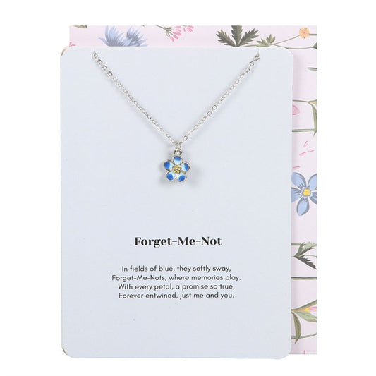 Forget-Me-Not Flower Necklace with Card