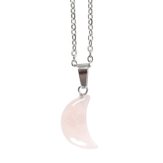 Rose Quartz Moon Necklace with Card