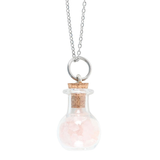 Love Potion – Rose Quartz Bottle Necklace