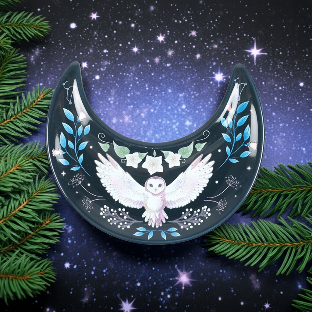 Crescent Moon Owl Trinket Dish