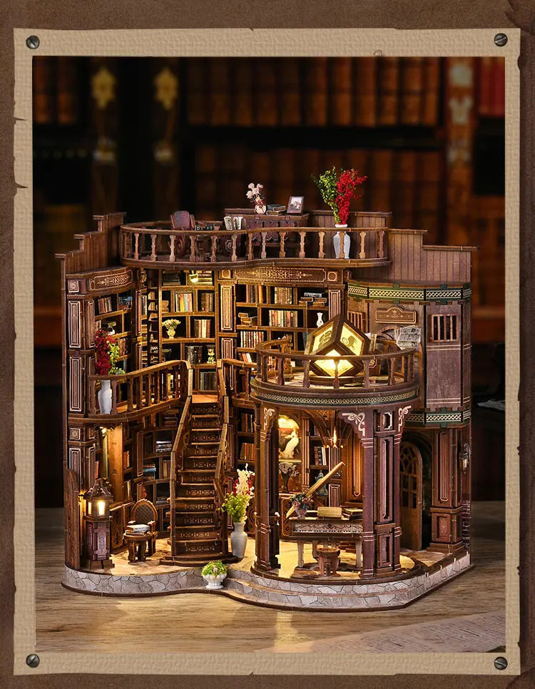 DIY Wooden Dreamy Book Hall Cottage Figurines Miniatures