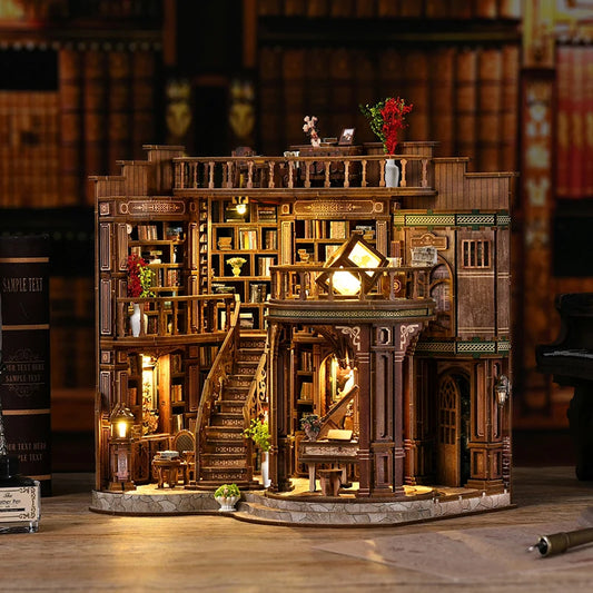 DIY Wooden Dreamy Book Hall Cottage Figurines Miniatures