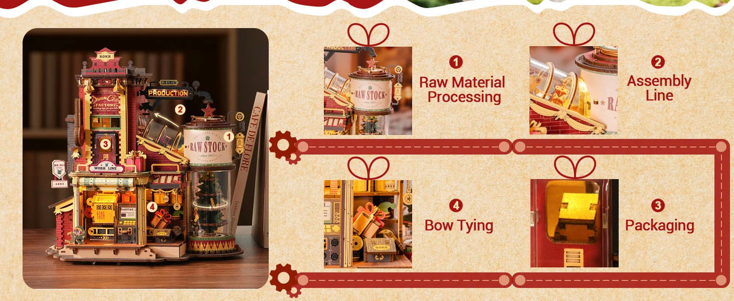 3D Wooden Music Box Christmas Dream Gift Factory