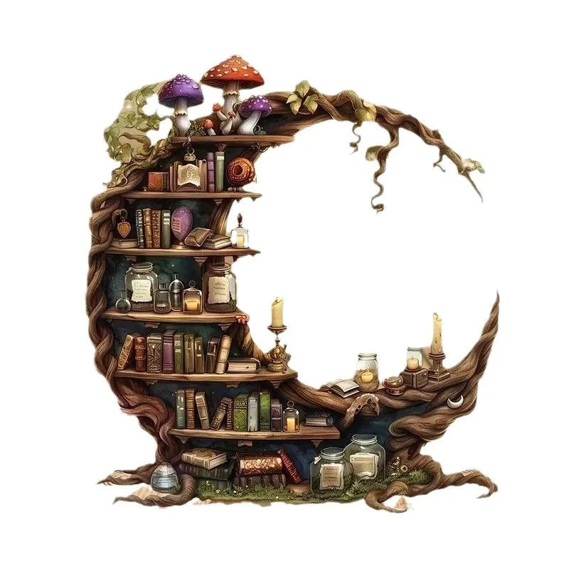 Crescent Shaped Decorative Bookcase Design