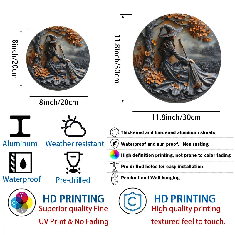 Enchanting 2D Witch Broom Flat Aluminum Sign