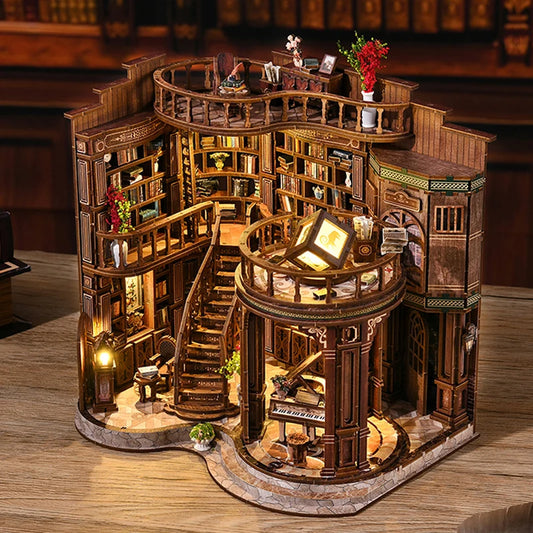 DIY Wooden Dreamy Book Hall Cottage Figurines Miniatures