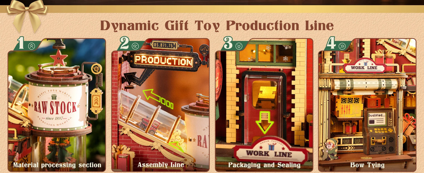 Dream Gift Factory 3D Wooden Puzzle Christmas Gifts with Light and Music