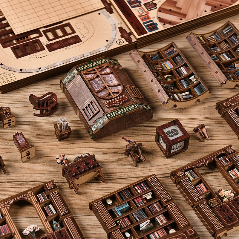 DIY Wooden Dreamy Book Hall Cottage Figurines Miniatures
