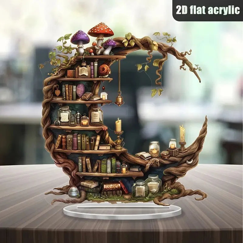 Crescent Shaped Decorative Bookcase Design