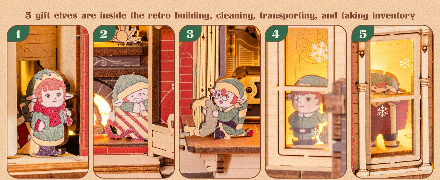 Dream Gift Factory 3D Wooden Puzzle Christmas Gifts with Light and Music