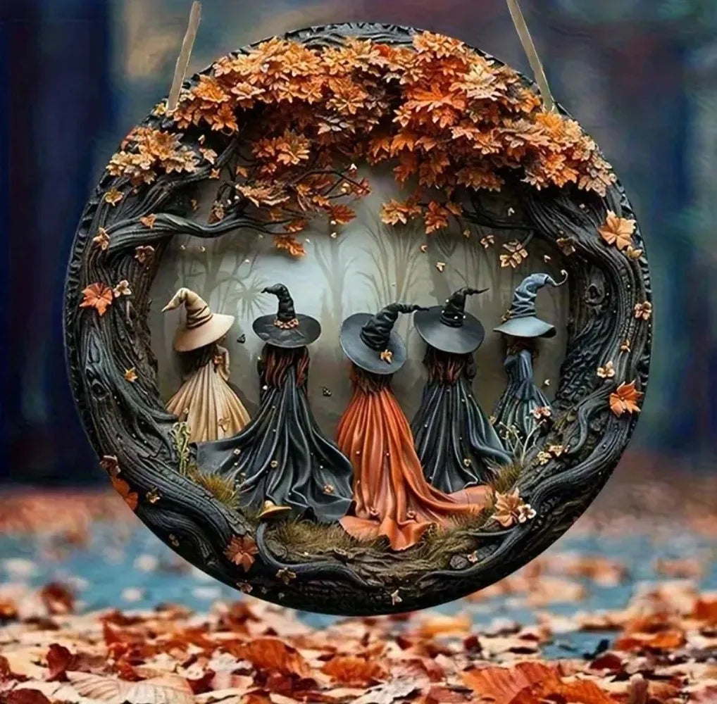 Exquisite 2D Witches and Autumn Leaves