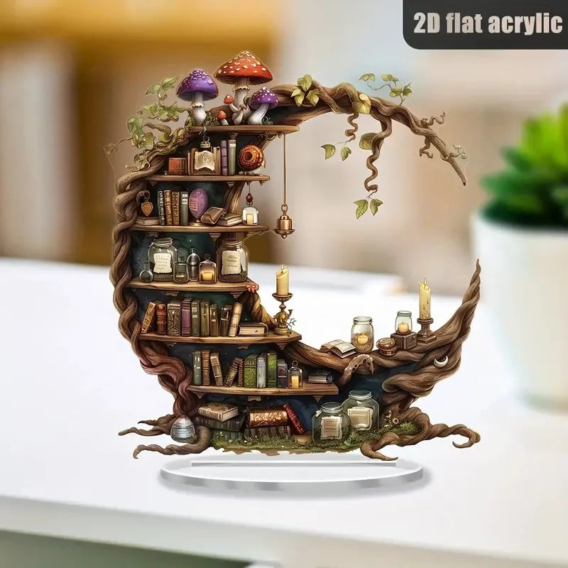 Crescent Shaped Decorative Bookcase Design