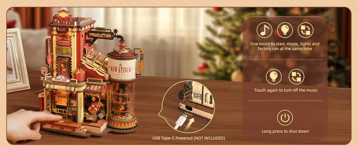 3D Wooden Music Box Christmas Dream Gift Factory