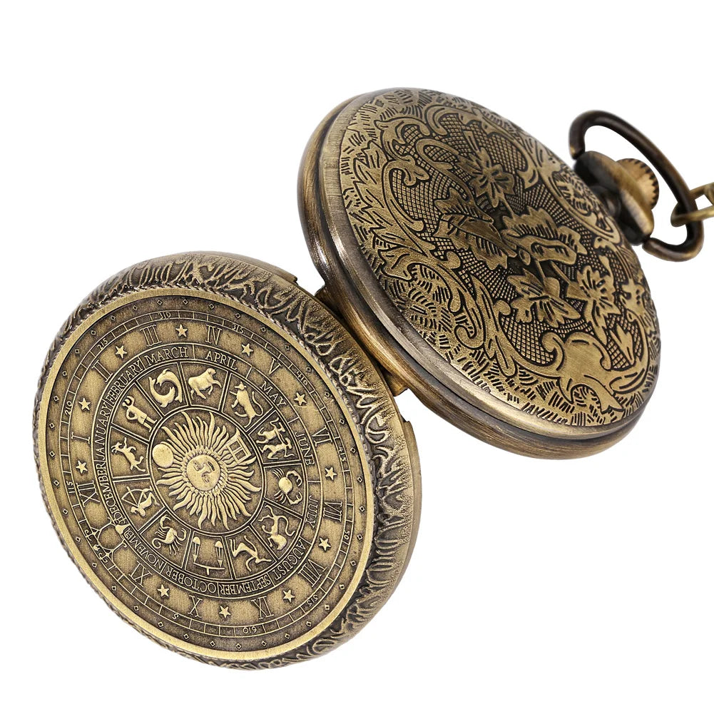 Zodiac Wheel Pocket Watch