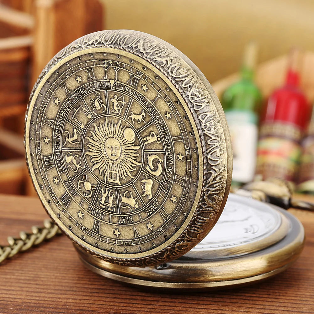 Zodiac Wheel Pocket Watch