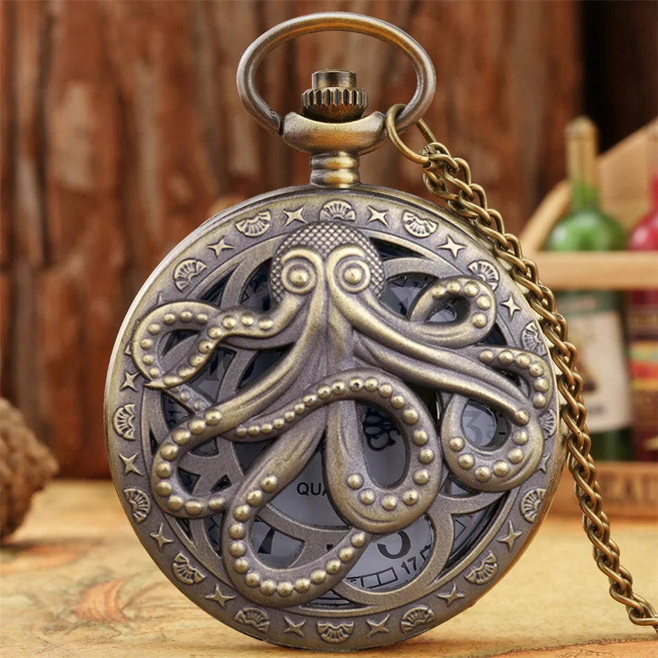 Steampunk Hollow Octopus Pocket Watch