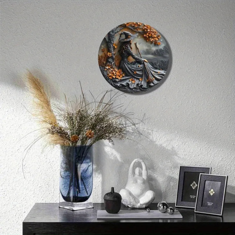 Enchanting 2D Witch Broom Flat Aluminum Sign