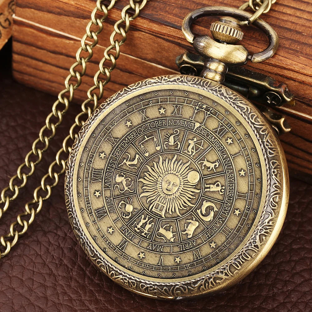 Zodiac Wheel Pocket Watch