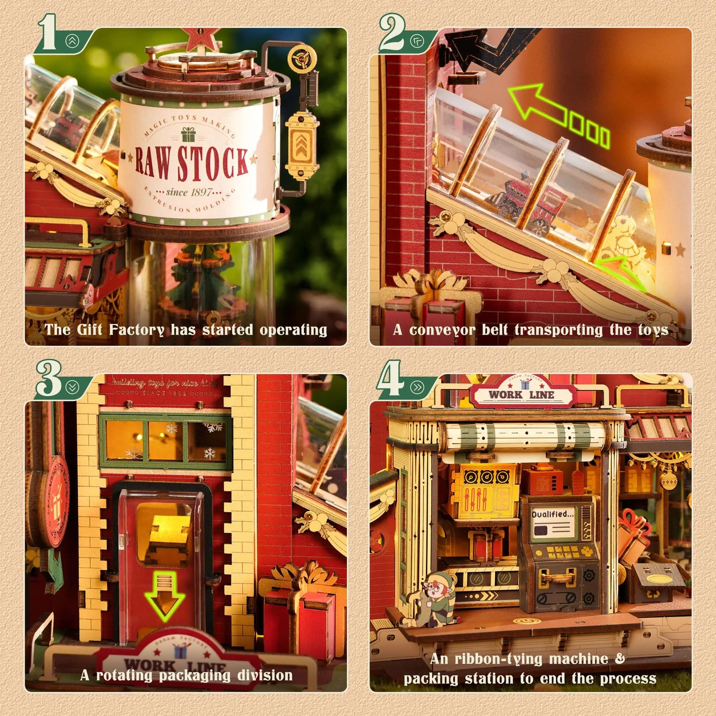 Dream Gift Factory 3D Wooden Puzzle Christmas Gifts with Light and Music