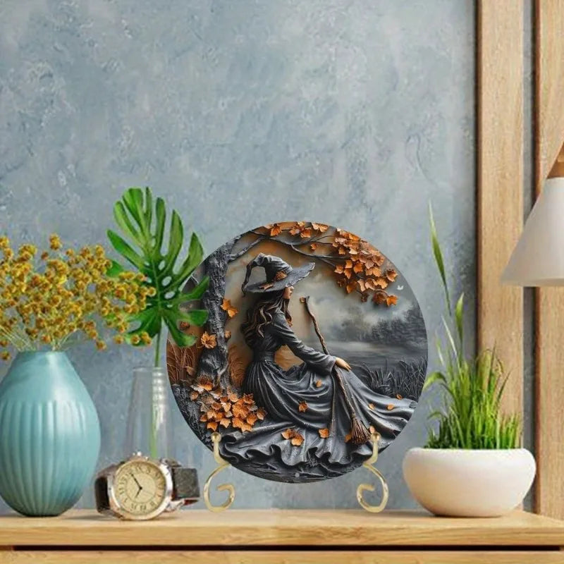 Enchanting 2D Witch Broom Flat Aluminum Sign