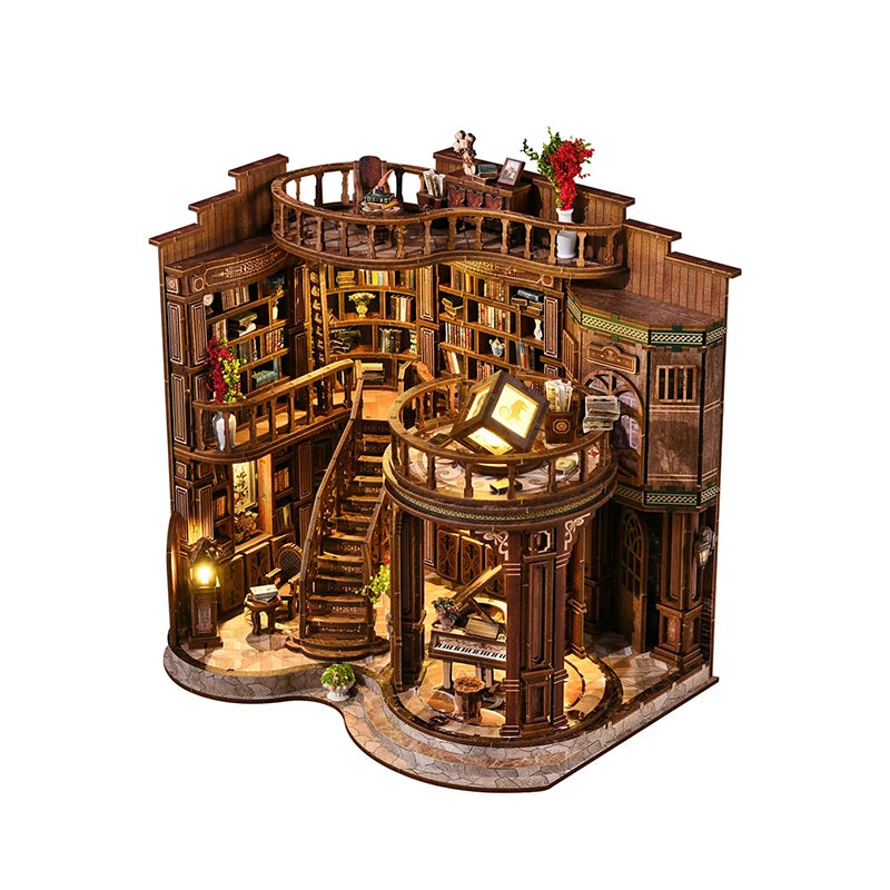 DIY Wooden Dreamy Book Hall Cottage Figurines Miniatures