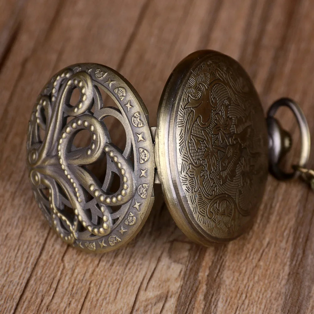 Steampunk Hollow Octopus Pocket Watch
