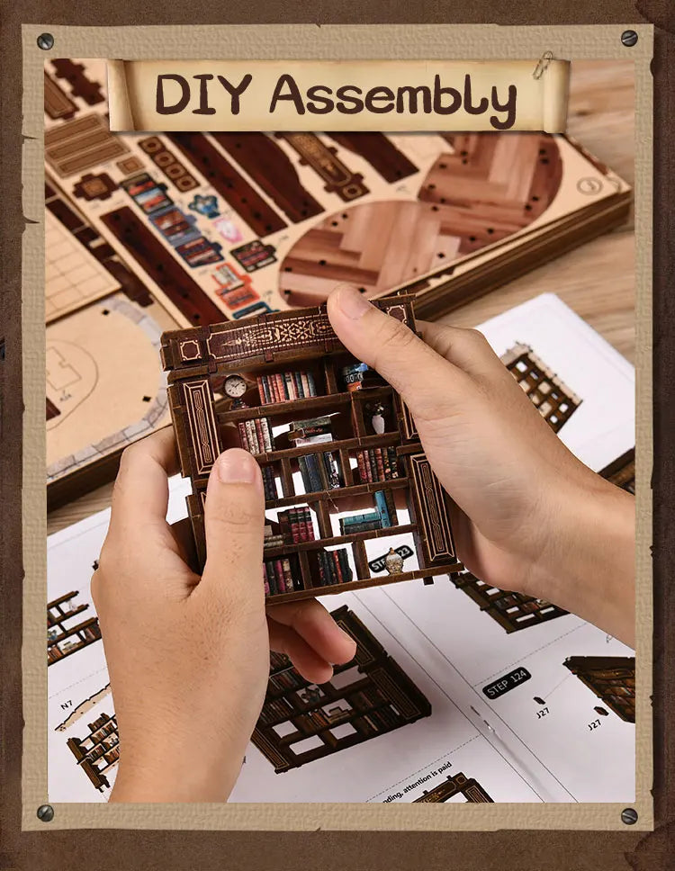 DIY Wooden Dreamy Book Hall Cottage Figurines Miniatures