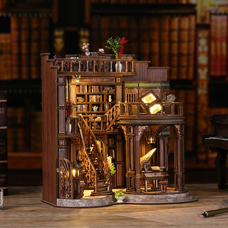 DIY Wooden Dreamy Book Hall Cottage Figurines Miniatures