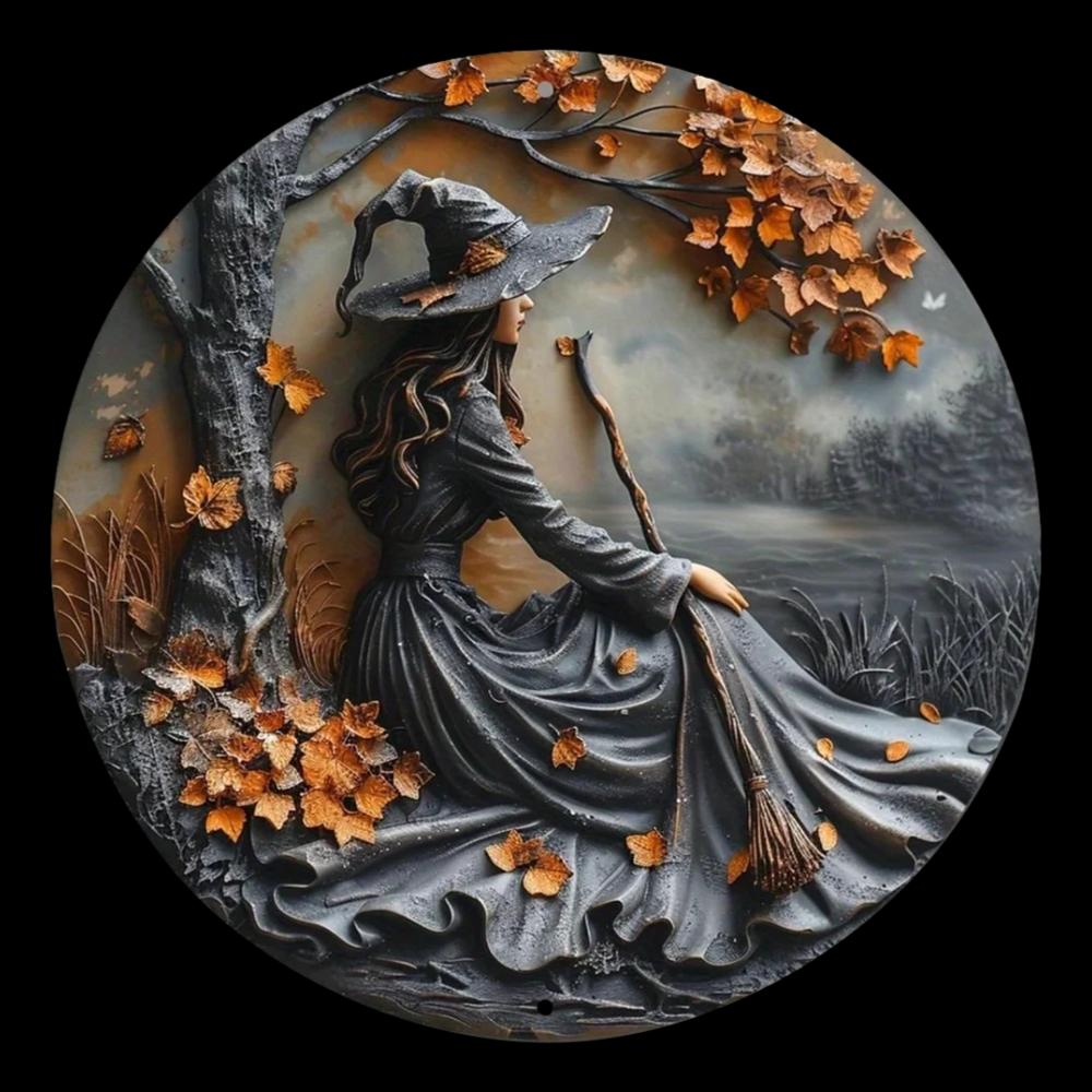 Enchanting 2D Witch Broom Flat Aluminum Sign