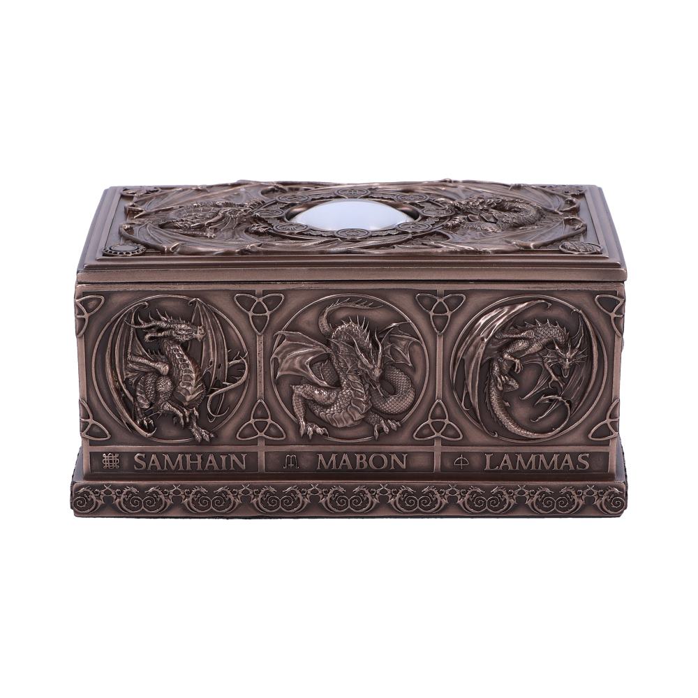 Samhain view of Dragons of the Sabbats box with Wheel of the Year design