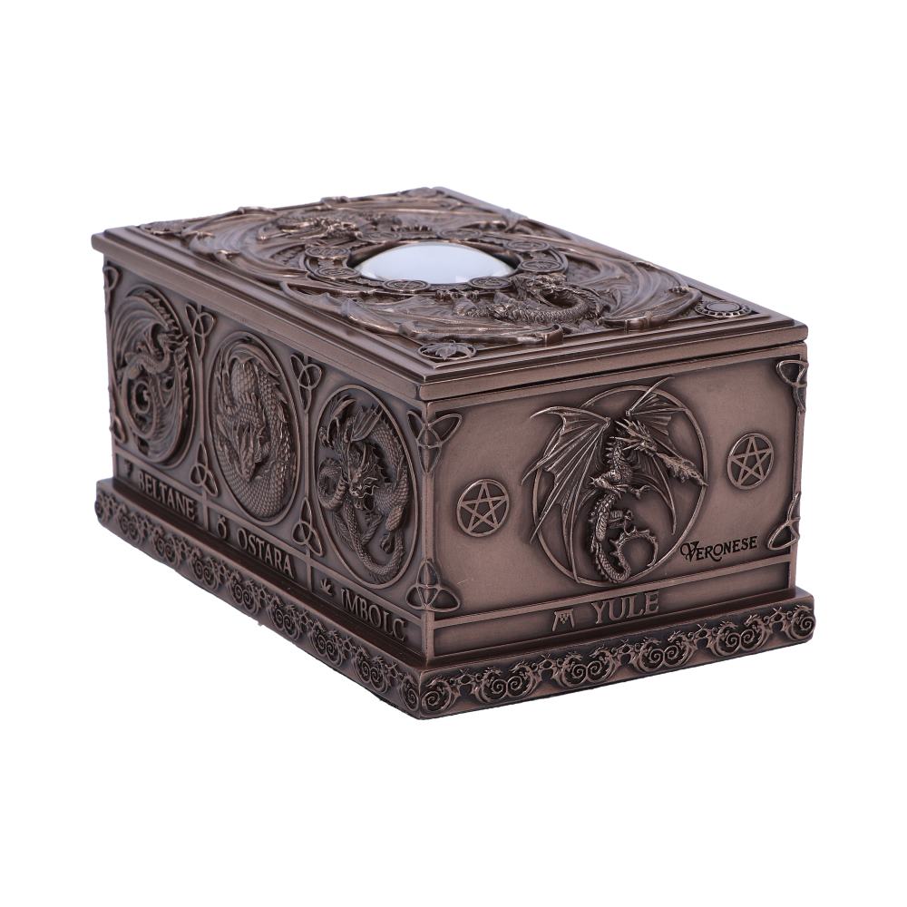 Yule view of Dragons of the Sabbats box with Wheel of the Year design