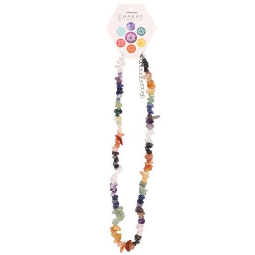 Chakra crystal necklace with seven colourful semi-precious stones