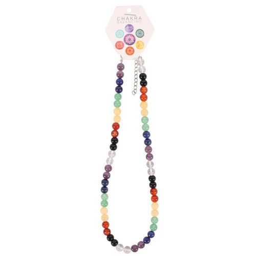 Chakra necklace with round pendant featuring seven crystal stones