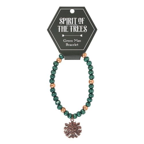 Green Man charm bracelet with forest green and copper beads