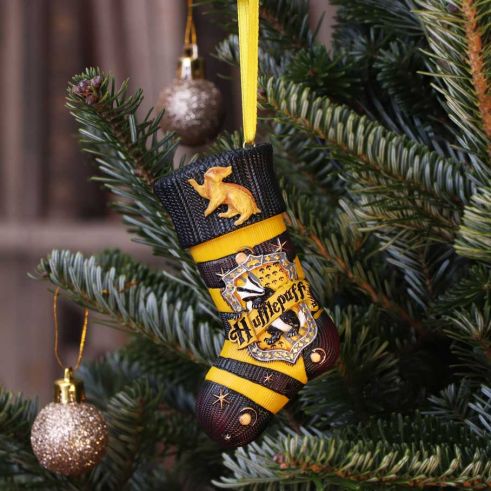 Hufflepuff hanging ornament stocking with badger and yellow colours