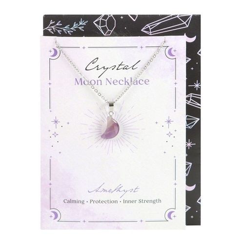 Amethyst Crystal Moon Necklace with Card
