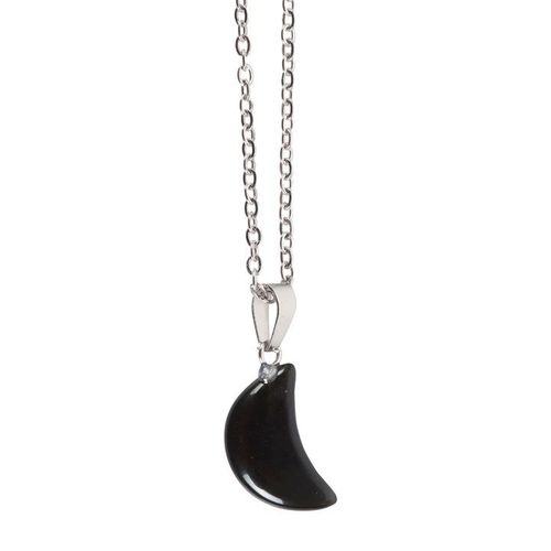 Obsidian Crystal Moon Necklace with Card