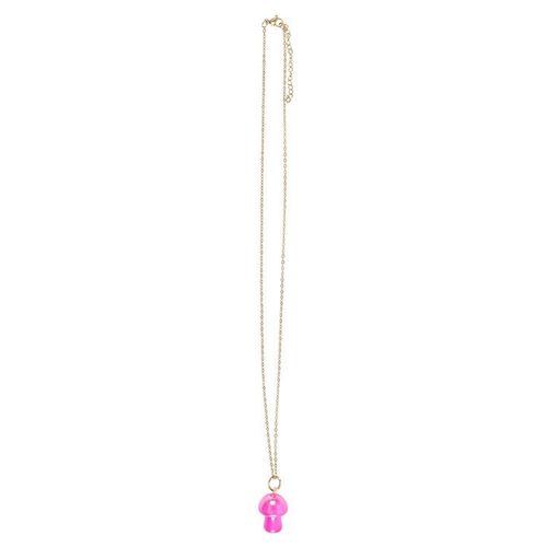 Pink Aura Crystal Mushroom Necklace with Card
