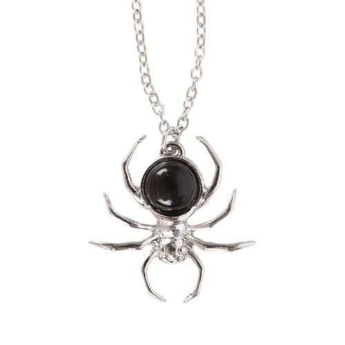 Obsidian Spider Pendant Necklace
