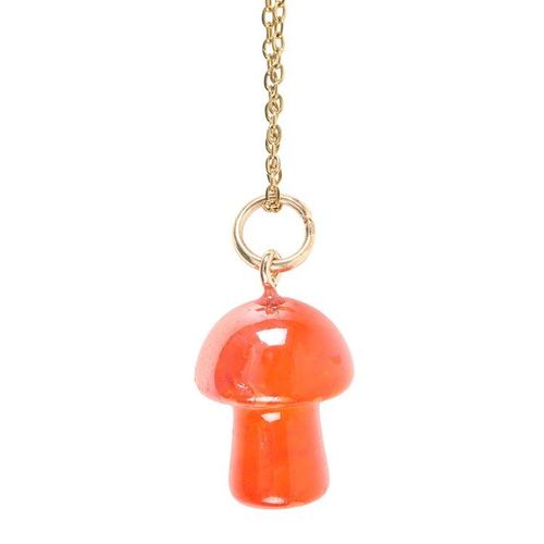 Orange Aura Mushroom Necklace with Card