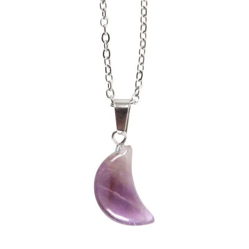 Amethyst Crystal Moon Necklace with Card