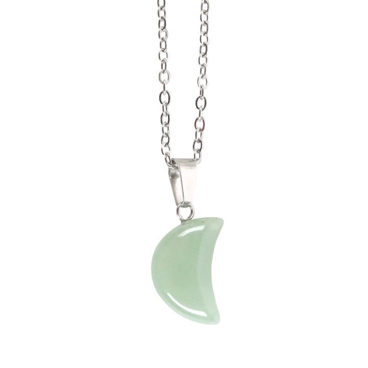 Aventurine Crystal Moon Necklace with Card