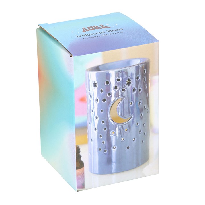 Iridescent Purple Moon Pillar Oil Burner and Wax Warmer