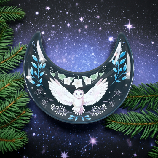 Crescent Moon Owl Trinket Dish