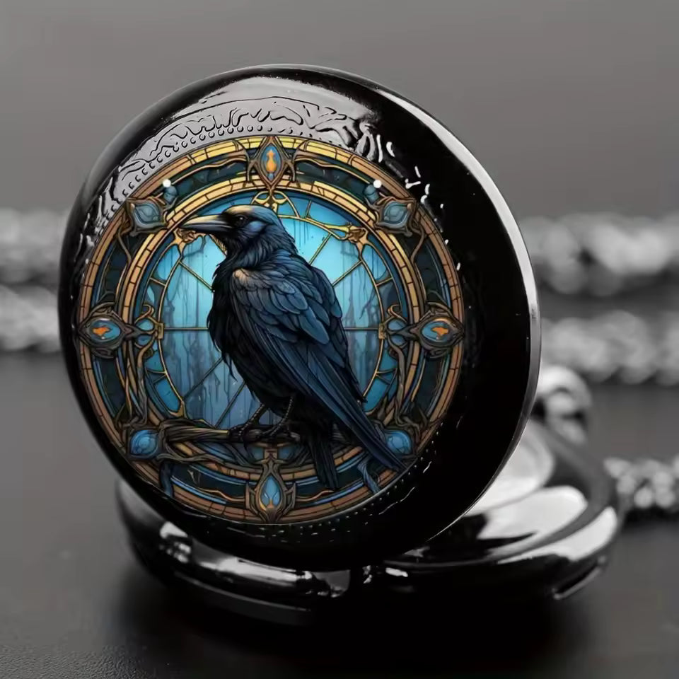Miniature Black Crow Pocket Watch