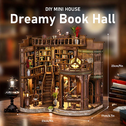 DIY Wooden Dreamy Book Hall Cottage Figurines Miniatures