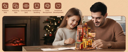 Dream Gift Factory 3D Wooden Puzzle Christmas Gifts with Light and Music