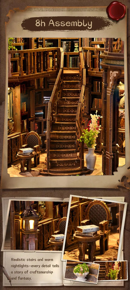 DIY Wooden Dreamy Book Hall Cottage Figurines Miniatures