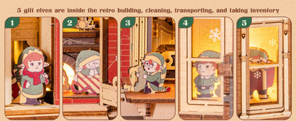 Dream Gift Factory 3D Wooden Puzzle Christmas Gifts with Light and Music