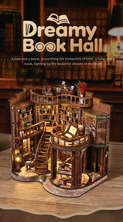 DIY Wooden Dreamy Book Hall Cottage Figurines Miniatures